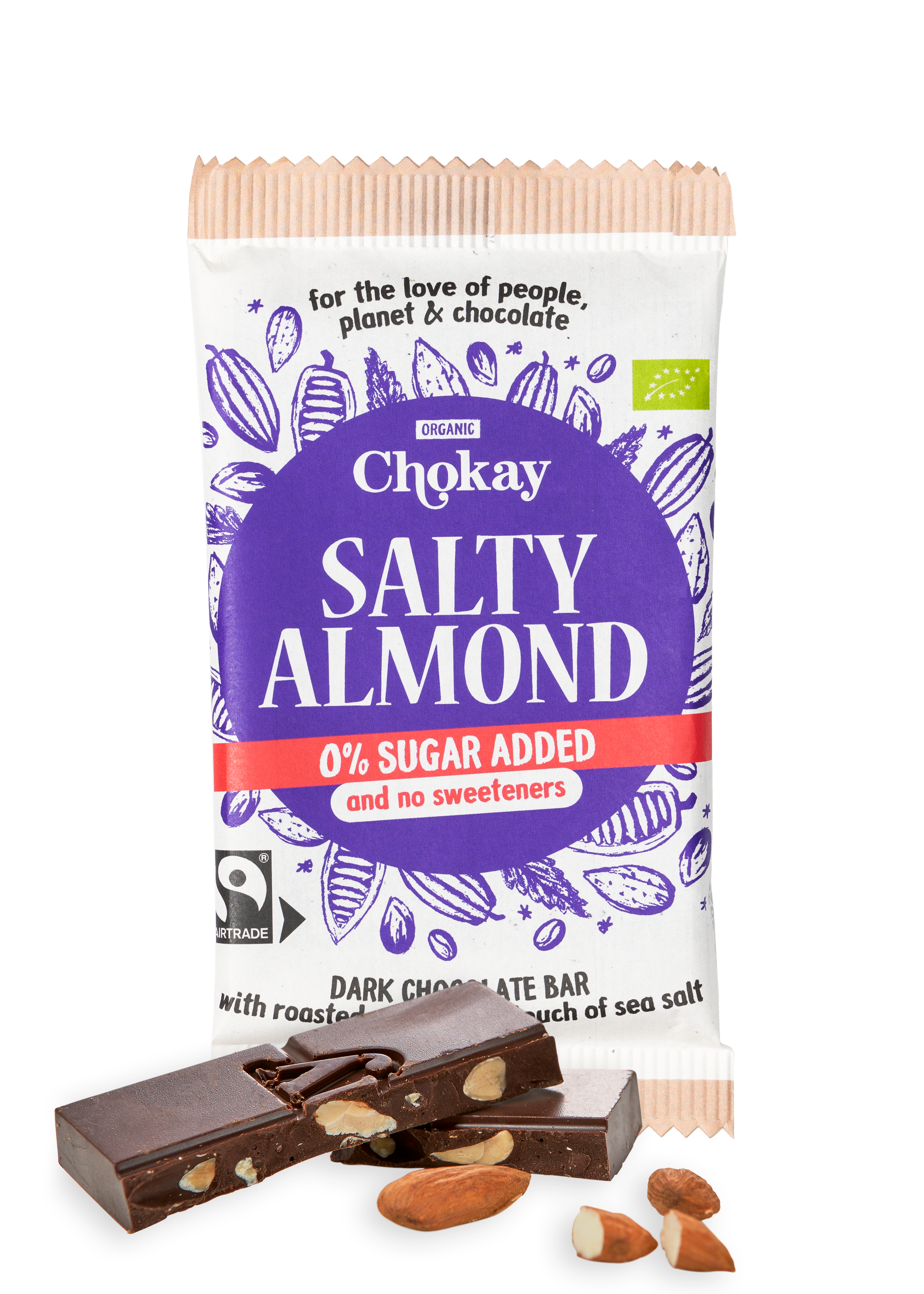 Chokay dunkle Bio Salty Almond Schokoladen-Tafel Vorderansicht