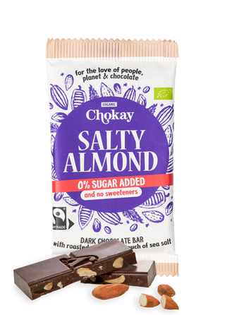 Chokay dunkle Bio Salty Almond Schokoladen-Tafel Vorderansicht