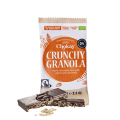 Chokay BIO Bar - CRUNCHY GRANOLA | Belgische Zartbitter Schokolade mit glutenfreien Granola Knuspermüsli | Ohne Zuckerzusatz, ohne Süßungsmittel | VEGAN, GLUTENFREI & FAIR TRADE | 1x70g