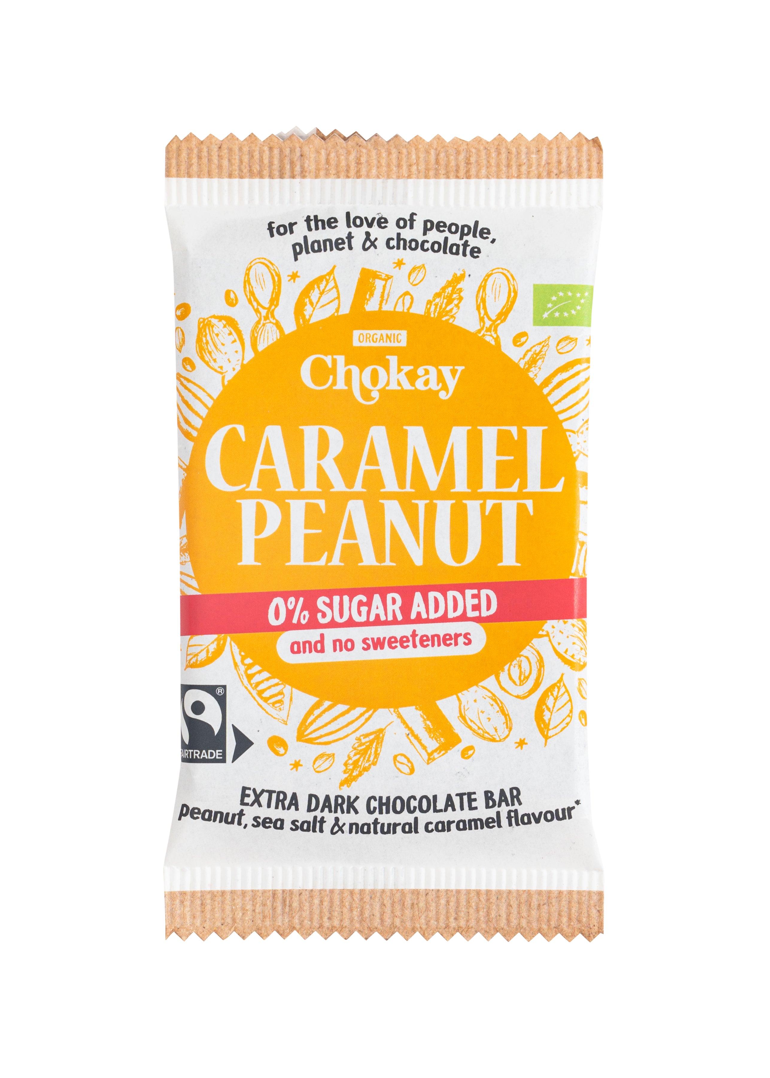 Chokay dunkle Bio Caramel Peanut  Schokoladen-Tafel Vorderansicht