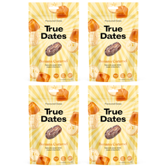 True Dates Aromatisierte Datteln 4 x 100 g – Probierbox mit innovativen Candy & Dessert Aromen – gesündere Süßigkeiten Alternative – vegan & ohne Zuckerzusatz