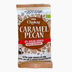 Chokay dunkle Bio Caramel Pecan Schokoladen-Tafel Vorderansicht