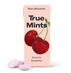 True Mints - Frische Minze, Pfirsich, Kirsche, Passionsfrucht, Schwarze Johannisbeere, Orange, Wassermelone | Pflanzliche Pastillen| Biologisch Abbaubar | Vegan | 13 g