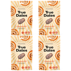 True Dates Aromatisierte Datteln 4 x 100 g – Probierbox mit innovativen Candy & Dessert Aromen – gesündere Süßigkeiten Alternative – vegan & ohne Zuckerzusatz