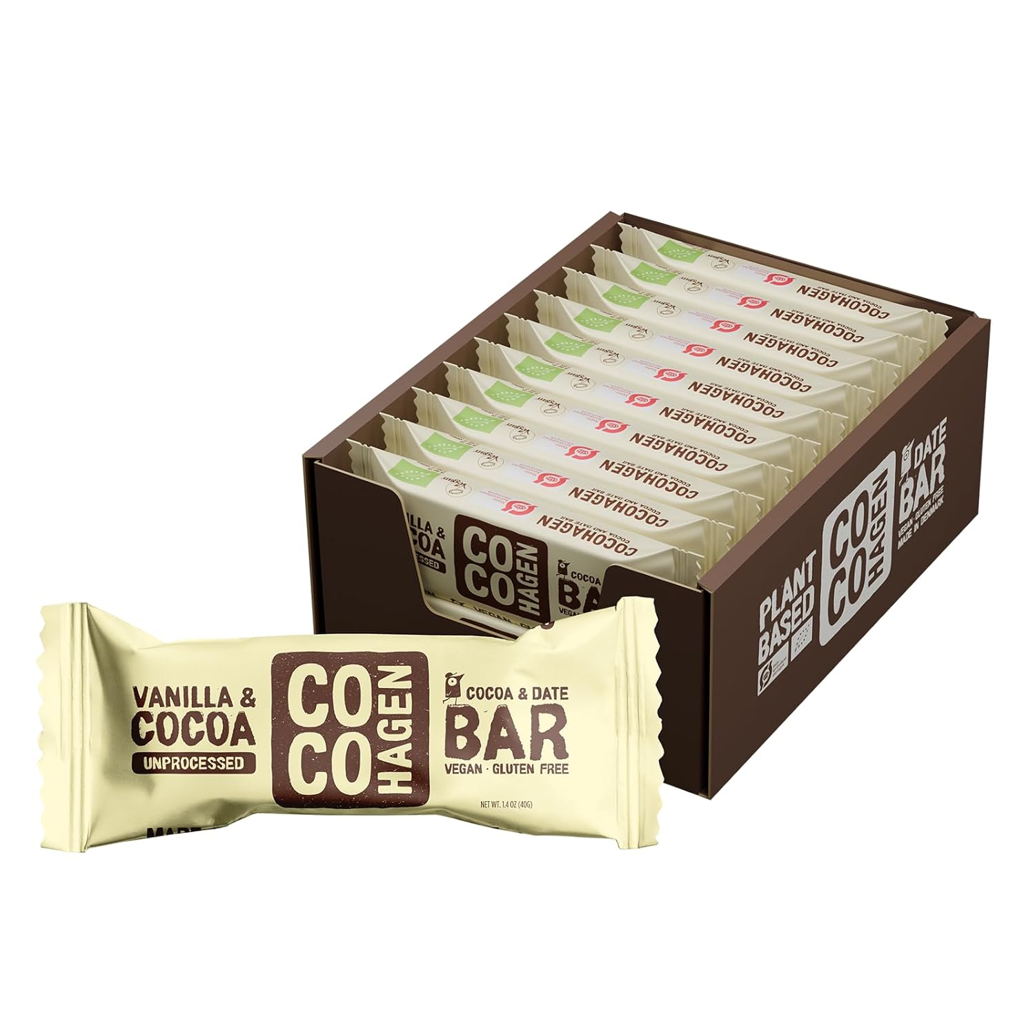 Cocohagen Organic Dattel Riegel: Bio Vanille & Cocoa, 20 x 40g Karton offen
