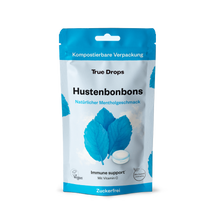 Laden Sie das Bild in den Galerie-Viewer, True Drops - Menthol | zuckerfreie Hustenbonbons | kompostierbare Verpackung | 70 g