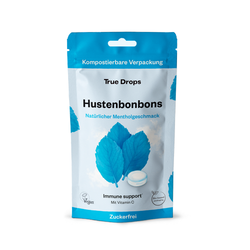 True Drops - Menthol | zuckerfreie Hustenbonbons | kompostierbare Verpackung | 70 g