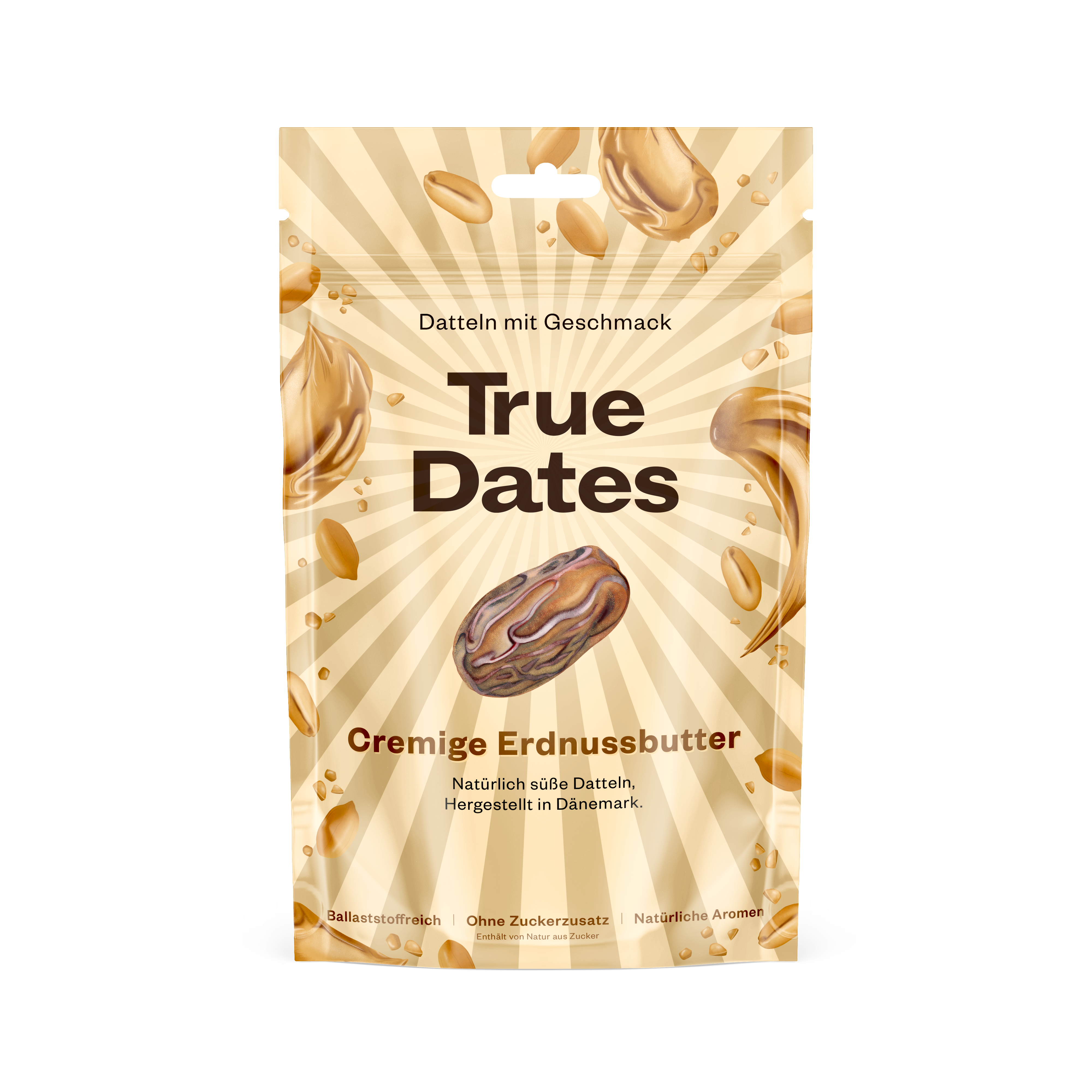 True Dates Cremige Erdnussbutter Packung in Vorderansicht