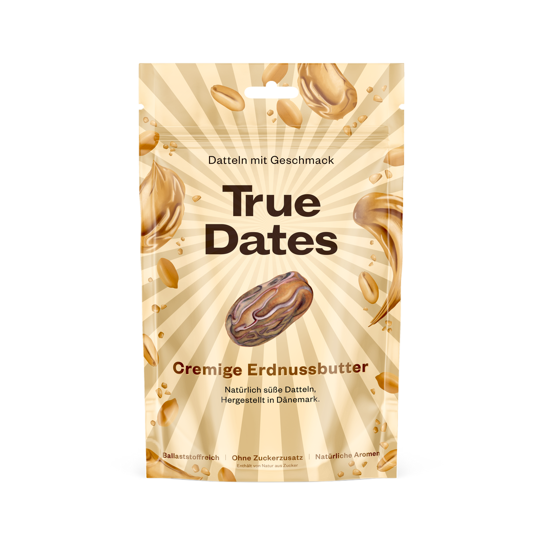 True Dates - CREAMY PEANUT BUTTER | natürlich aromatisierte Datteln | Erdnussbutter | 100 g