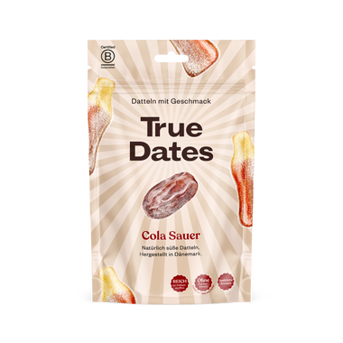 True Dates Sauer Cola Packung in Vorderansicht