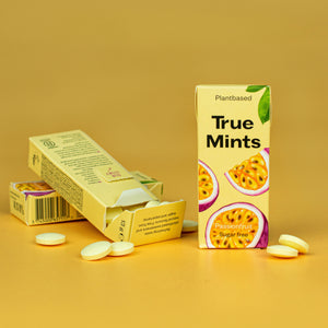 True Mint Maracuja| Pflanzliche Pastillen| Biologisch Abbaubar | Vegan | 13 g