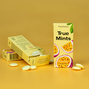 True Mints - PASSIONSFRUCHT | Pflanzliche Pastillen| Biologisch Abbaubar | Vegan | 13 g