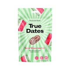 True Dates Aromatisierte Datteln 100 g – gesündere Süßigkeiten Alternative mit innovativen Candy & Dessert Geschmacksrichtungen – vegan & ohne Zuckerzusatz – Cola, Peach, Apple, Watermelon, Cookie, Cinnamon, Peanut Butter, Pistachio, Popcorn