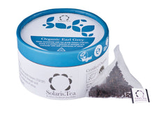 runde Solaris Earl Grey Teepackung, Pyramidenteebeutel daneben
