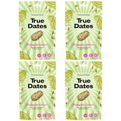 True Dates Aromatisierte Datteln 4 x 100 g – Probierbox mit innovativen Candy & Dessert Aromen – gesündere Süßigkeiten Alternative – vegan & ohne Zuckerzusatz
