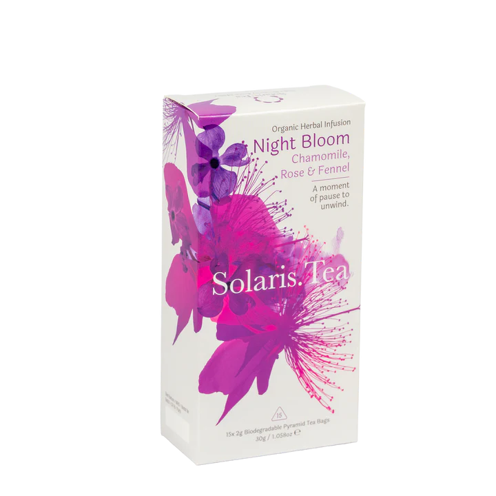 Solaris.Tea - Night Bloom - Soothe & Relax | Biologisch abbaubare Pyramiden-Teebeutel, 15x2g BIO