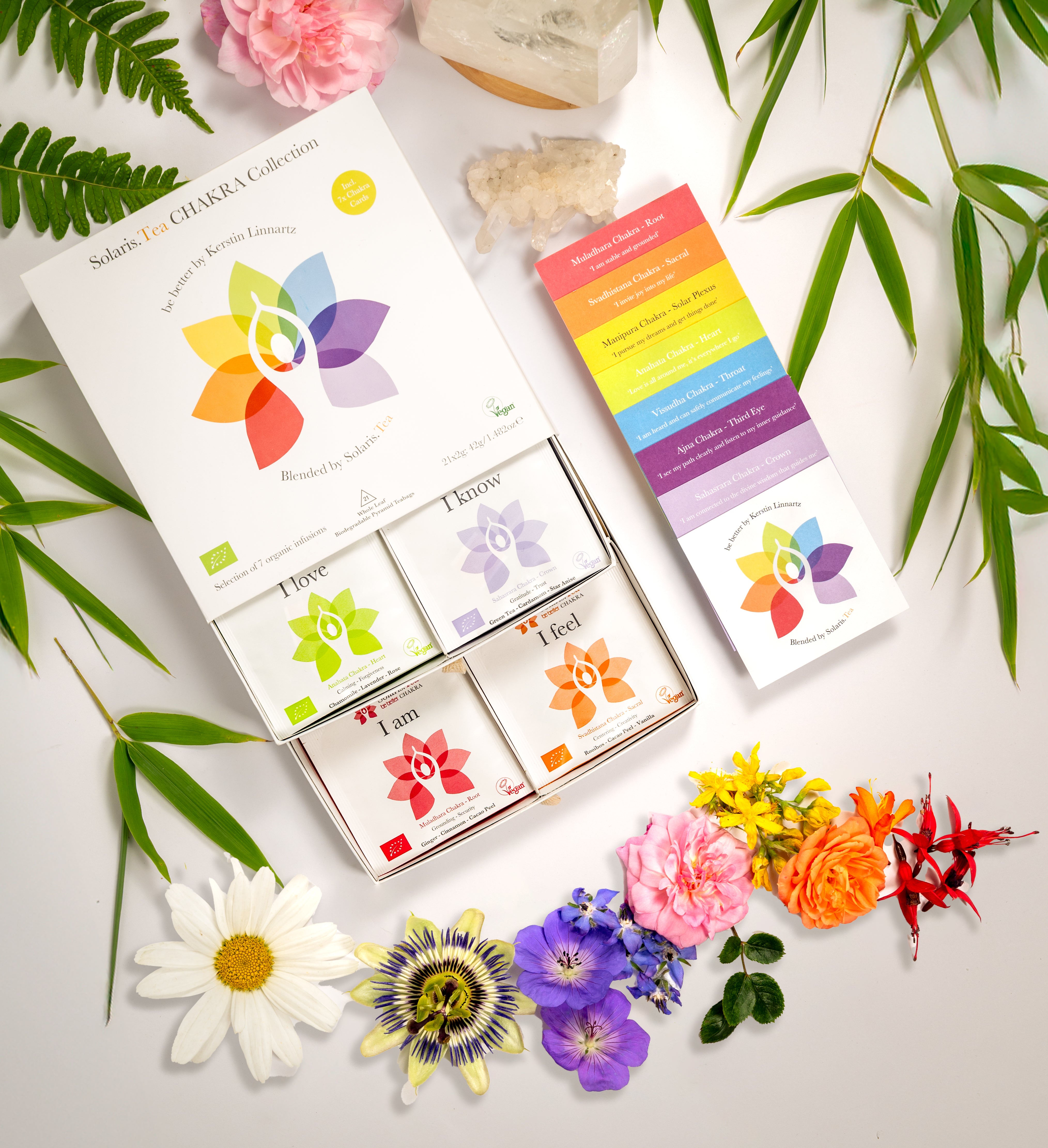 BE BETTER CHAKRA Collection Geschenkset - 21 biologisch abbaubare Pyramiden-Teebeutel (einzeln verpackt) BIO, 42g