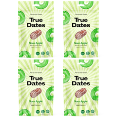 True Dates Aromatisierte Datteln 4 x 100 g – Probierbox mit innovativen Candy & Dessert Aromen – gesündere Süßigkeiten Alternative – vegan & ohne Zuckerzusatz