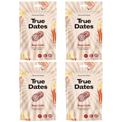 True Dates Aromatisierte Datteln 4 x 100 g – Probierbox mit innovativen Candy & Dessert Aromen – gesündere Süßigkeiten Alternative – vegan & ohne Zuckerzusatz