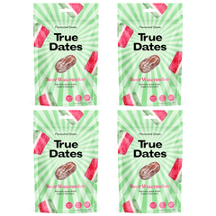 True Dates Aromatisierte Datteln 4 x 100 g – Probierbox mit innovativen Candy & Dessert Aromen – gesündere Süßigkeiten Alternative – vegan & ohne Zuckerzusatz