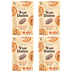 True Dates Aromatisierte Datteln 4 x 100 g – Probierbox mit innovativen Candy & Dessert Aromen – gesündere Süßigkeiten Alternative – vegan & ohne Zuckerzusatz