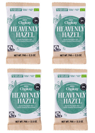 Vier Tafeln Chokay dunkle BIO  Schokolade HEAVENLY HAZEL in Vorderansicht