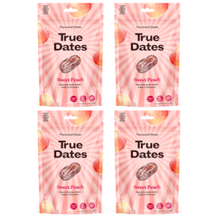 True Dates Aromatisierte Datteln 4 x 100 g – Probierbox mit innovativen Candy & Dessert Aromen – gesündere Süßigkeiten Alternative – vegan & ohne Zuckerzusatz