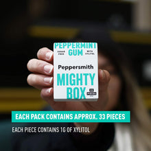 Laden Sie das Bild in den Galerie-Viewer, Peppersmith Mighty Box - 100% Xylitol Kaugummi Pfefferminze, 50 g