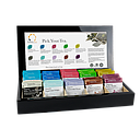 Schwarze Holz Geschenk Box mit 10 Sorten (50x) Bio genähte Seiden-Teebeuteln