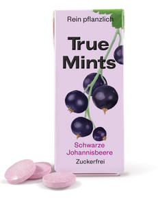 True Mint SCHWARZE JOHANNISBEERE | Pflanzliche Pastillen| Biologisch Abbaubar | Vegan | 13 g
