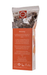 Solaris Bio Blooming Teepackung 30g, Rückansicht, oben offen, Plastikbag mit Teebeutelinhalt sichtbar
