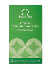 Laden Sie das Bild in den Galerie-Viewer, Chun Mee Green Tea Org. Enveloped Pyramid Teabags, 25x2g - Solaris Tea