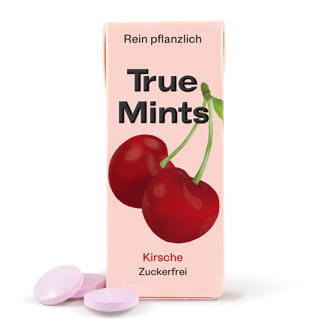 True Mint KIRSCHE | Pflanzliche Pastillen| Biologisch Abbaubar | Vegan | 13 g