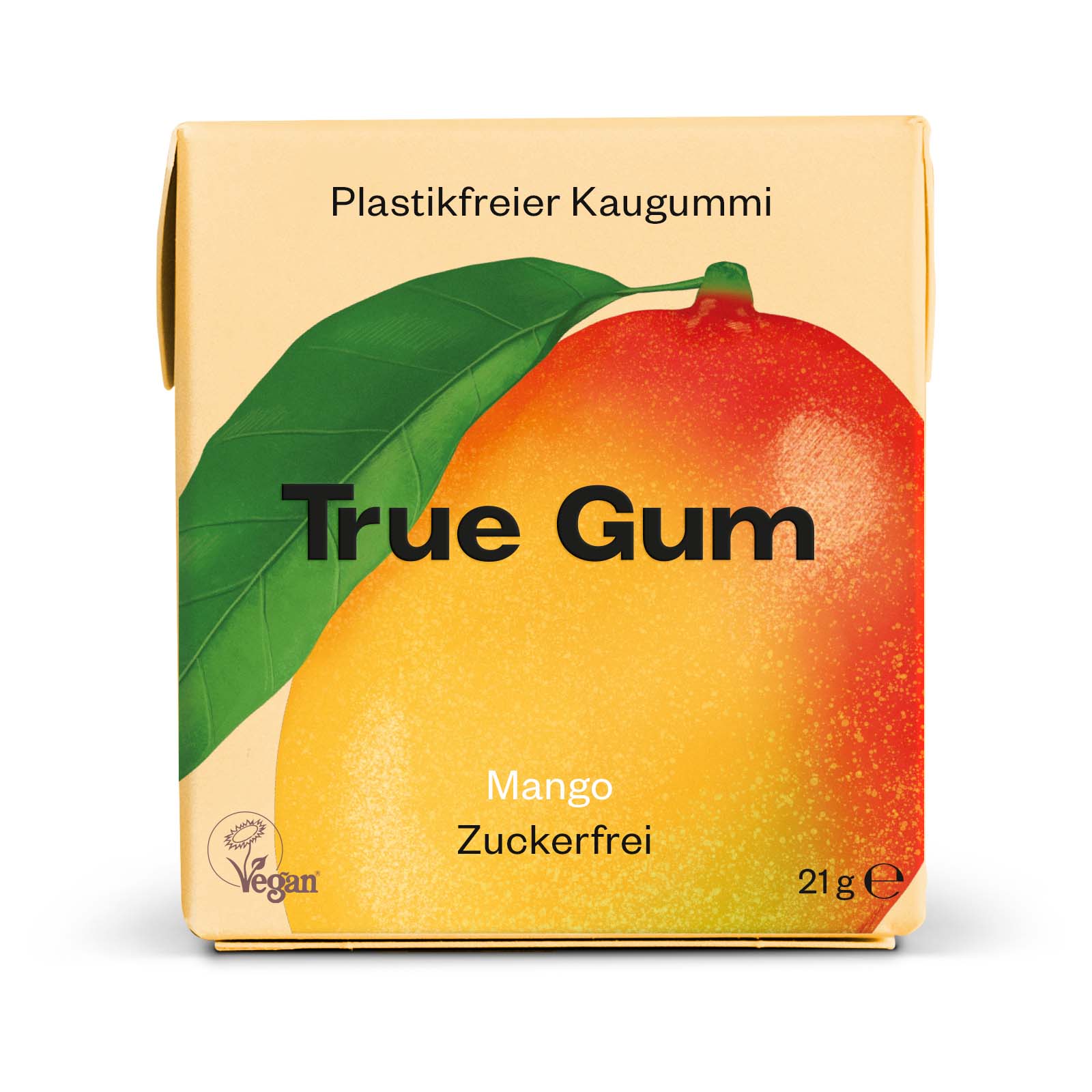True Gum Mango Kaugummischachtel 21g, Vorderansicht