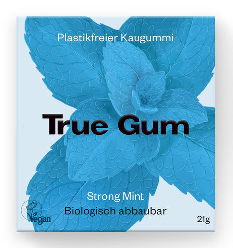 True Gum STRONG MINT | Plastikfreier Kaugummi | Biologisch Abbaubar | Vegan | 21 g