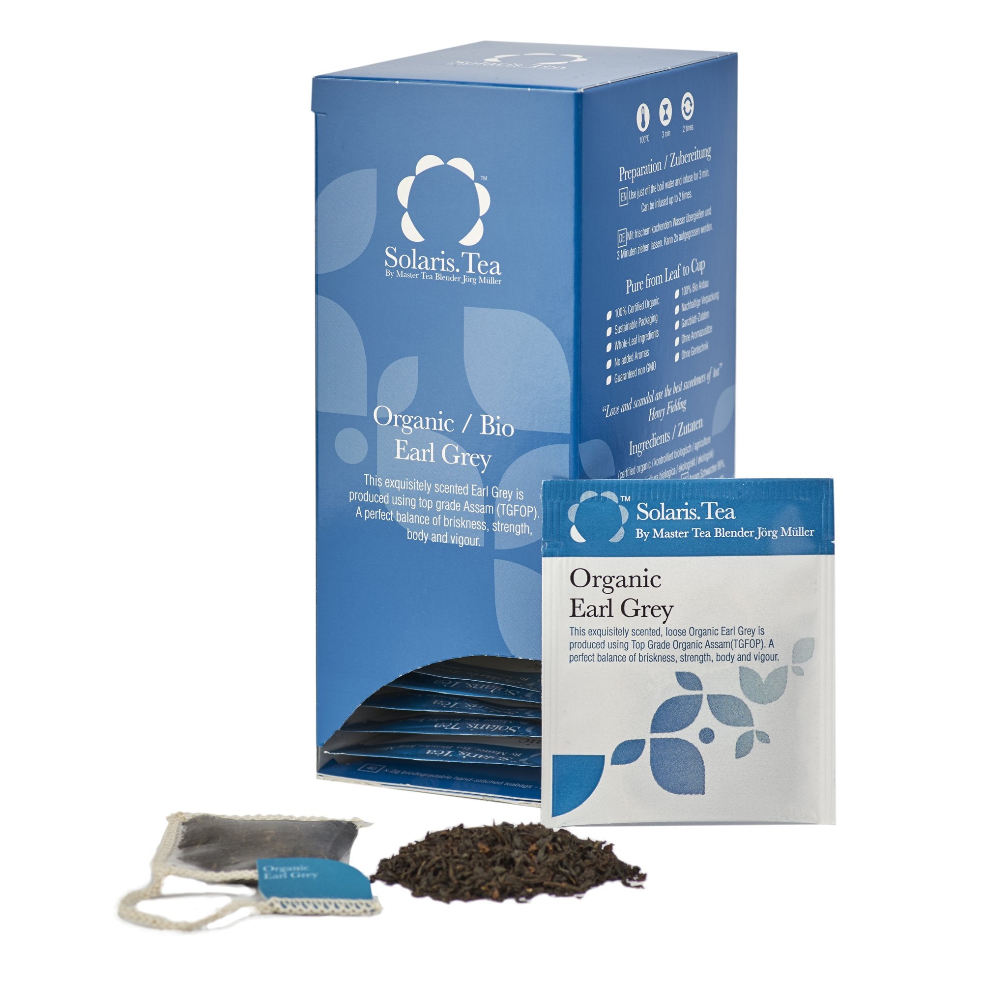 Solaris BIO Earl Grey Tee 40x1,5g Packung, genähter Teebeutel, loser Tee, Teekuvert 