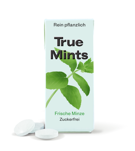 True Mints - FRISCHE MINZE | Pflanzliche Pastillen| Biologisch Abbaubar | Vegan | 13 g