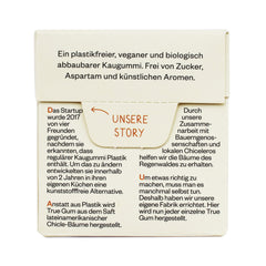 True Gum Ingwer & Kurkuma Kaugummischachtel 21g, Rückansicht