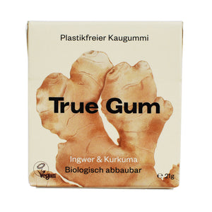True Gum - Ingwer & Kurkuma | Plastikfreier Kaugummi | Biologisch Abbaubar | Vegan | 21 g