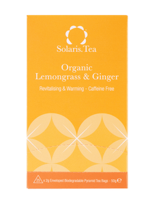 Lemongrass & Ginger Org. Enveloped Pyramid Teabags, 25x2g - Solaris Tea