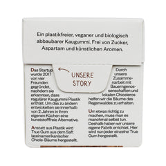 True Gum Lakritze & Eukalyptus Kaugummischachtel 21g, Rückansicht