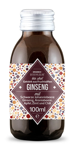 Organic Human Bio Shot - GINSENG mit Schwarze Johannisbeere, Ginseng, Aroniabeere, Apfel, Zimt und Chili - Bio & Vegan