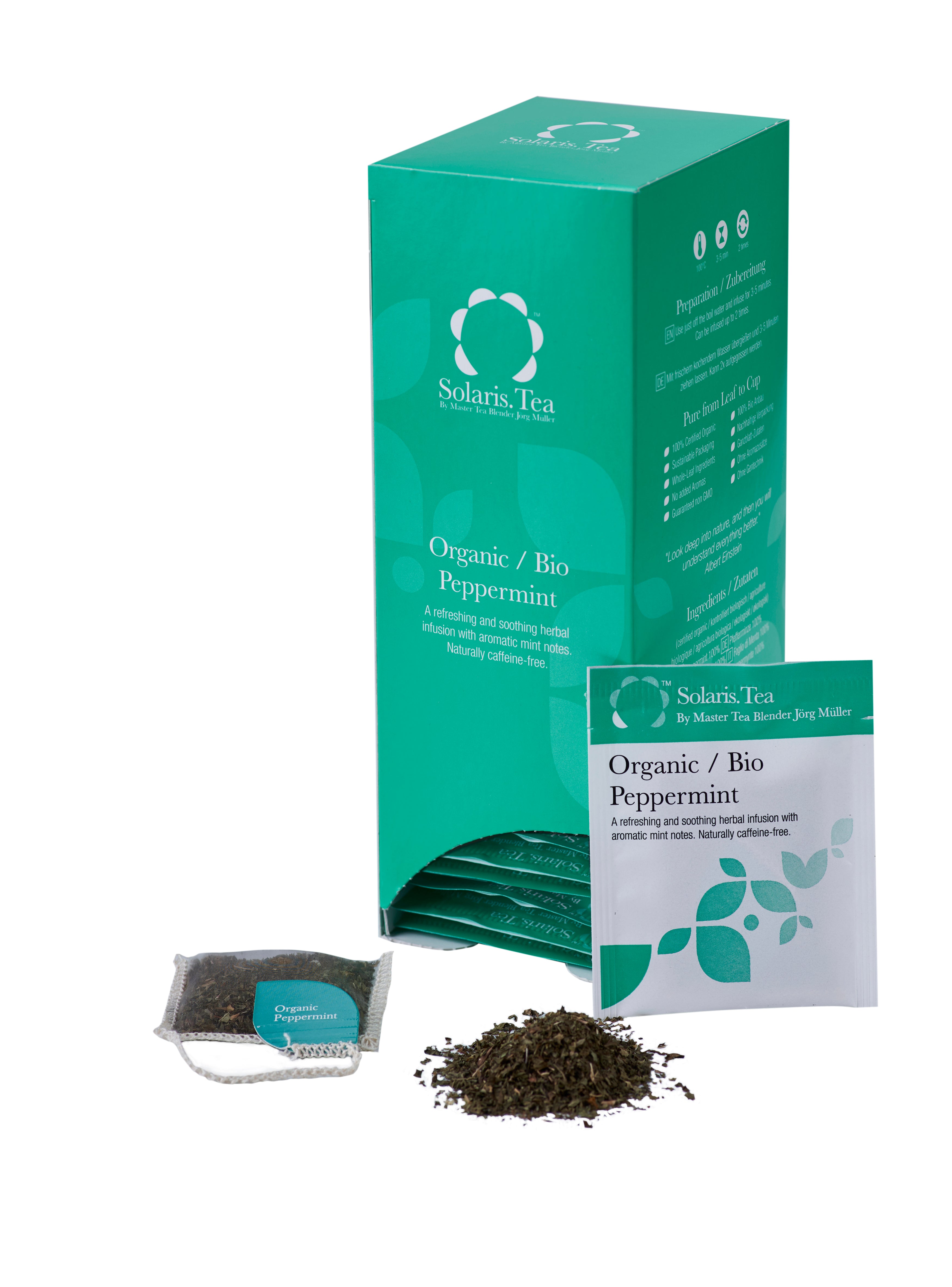 Solaris BIO Peppermint 40x1,5g Packung, genähter Teebeutel, loser Tee, Teekuvert 