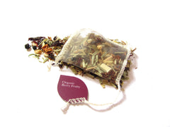 Solaris BIO Berry Fruity Früchtetee genähter Teebeutel, offen, loser Tee sichtbar