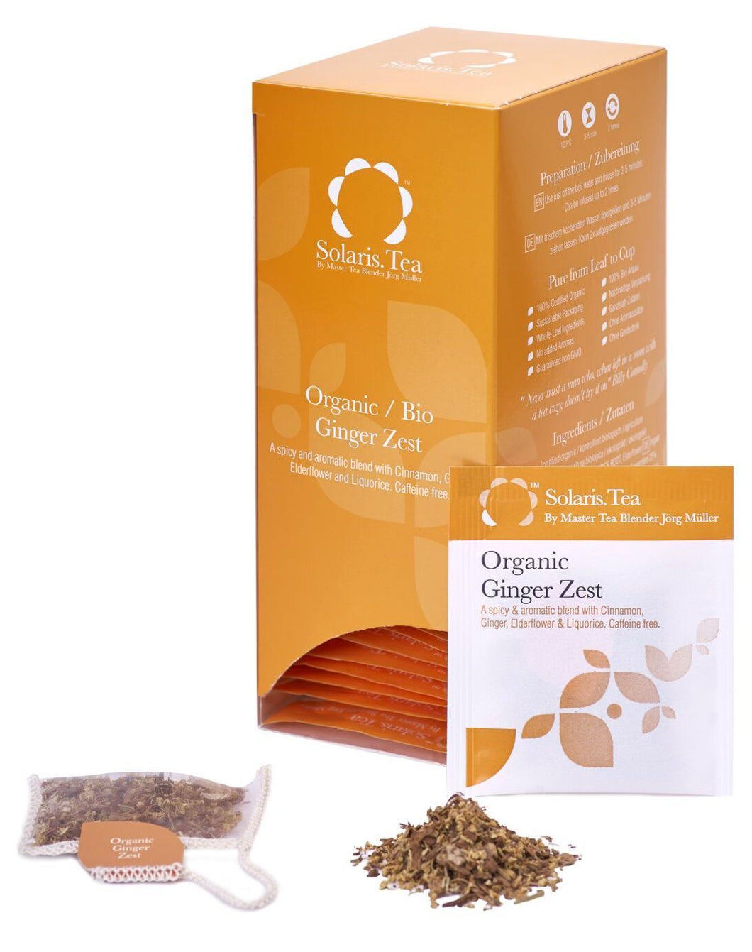 BIO Ginger Zest 40x2g biologisch abbaubare, genähte Teebeutel